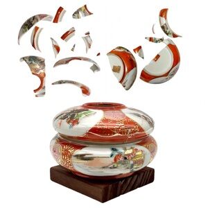 Kintsugi Japanese Kutani Porcelain Hair Receiver Gold Crack Gift Coming Soon!